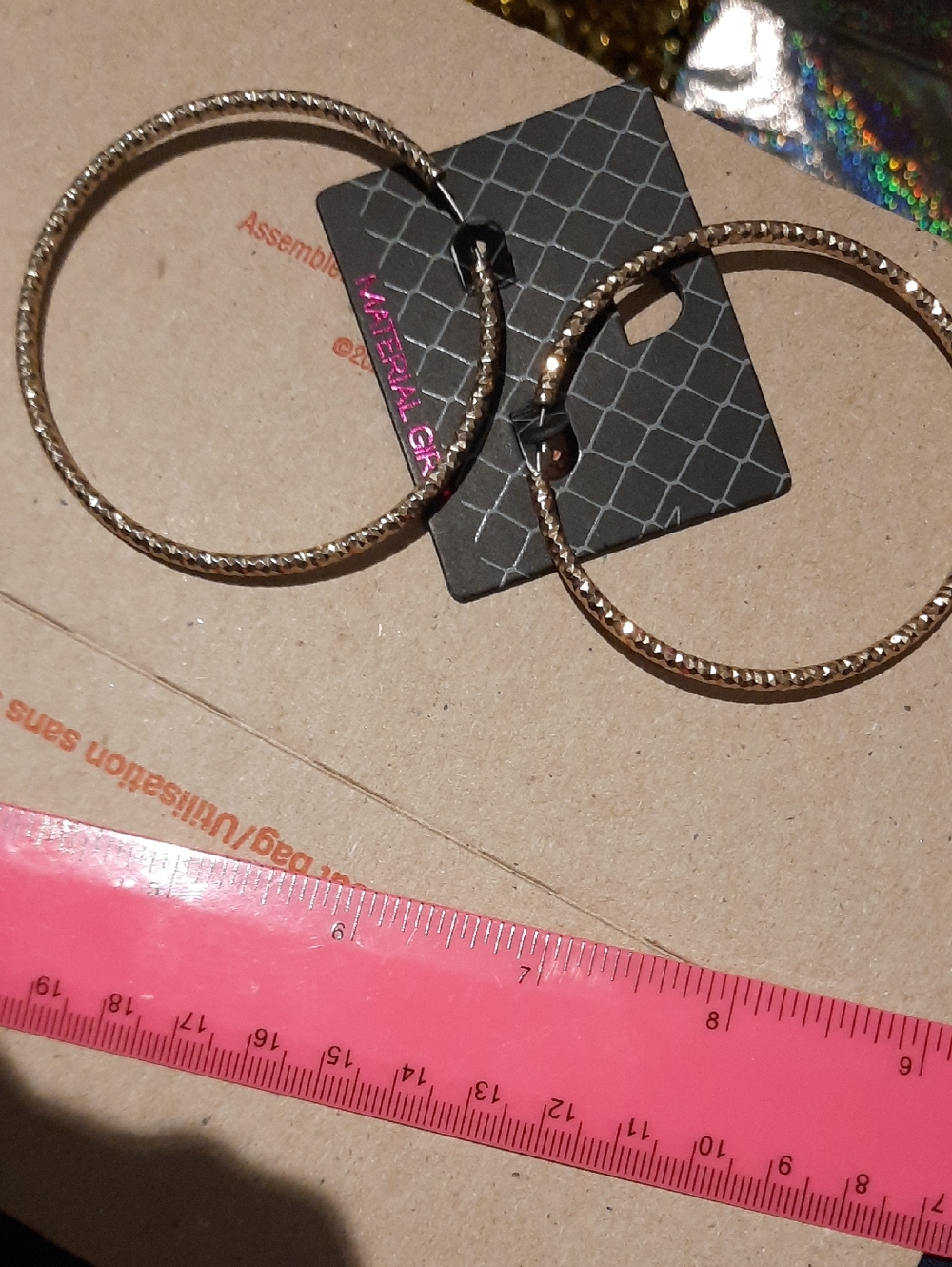 NWT MATERIAL GIRL MADONNA Huge Diamond Cut Gold Hoop Fashion Earrings